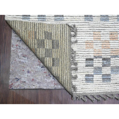 Tribal & Geometric Wool Hand Knotted Rug Ivory 8.1x10.5 -O020151