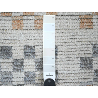 Tribal & Geometric Wool Hand Knotted Rug Ivory 8.1x10.5 -O020151