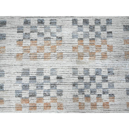 Tribal & Geometric Wool Hand Knotted Rug Ivory 8.1x10.5 -O020151