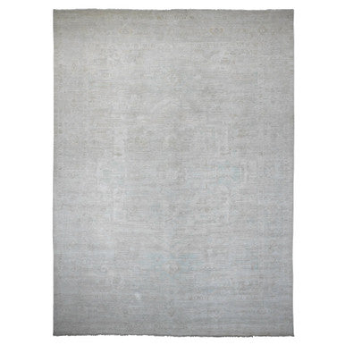 Oushak And Peshawar Wool Hand Knotted Rug Ivory 11.5x15.9 -O020155