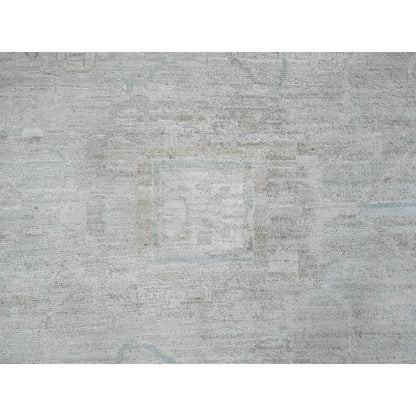 Oushak And Peshawar Wool Hand Knotted Rug Ivory 11.5x15.9 -O020155