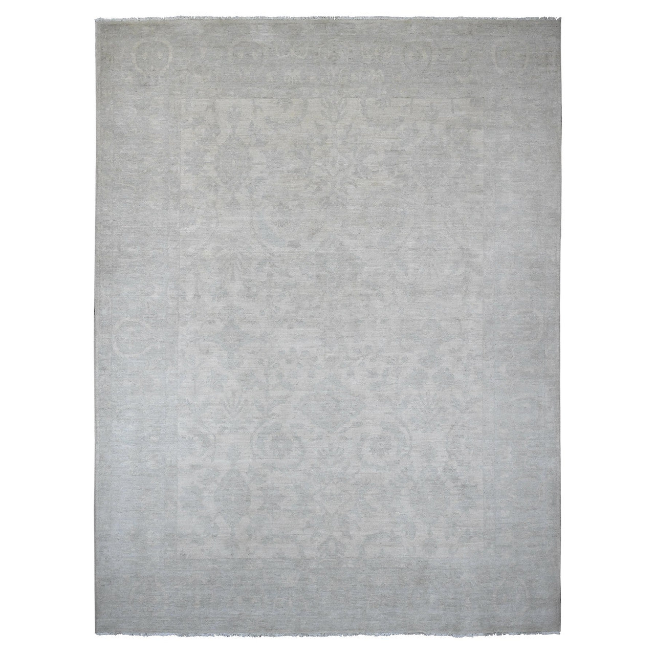 Oushak And Peshawar Wool Hand Knotted Rug Ivory 9.11x13.0 -O020161