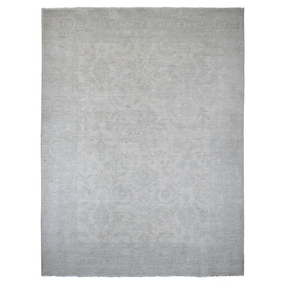 Oushak And Peshawar Wool Hand Knotted Rug Ivory 9.11x13.0 -O020161