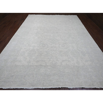 Oushak And Peshawar Wool Hand Knotted Rug Ivory 9.11x13.0 -O020161