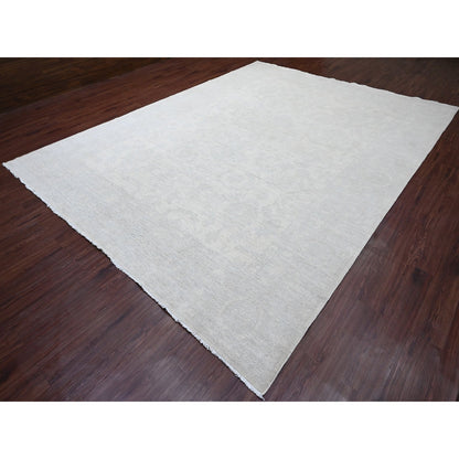 Oushak And Peshawar Wool Hand Knotted Rug Ivory 9.11x13.0 -O020161