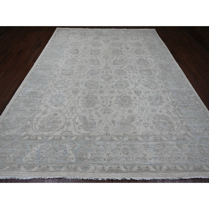 Oushak And Peshawar Wool Hand Knotted Rug Ivory 9.2x11.10 -O020167