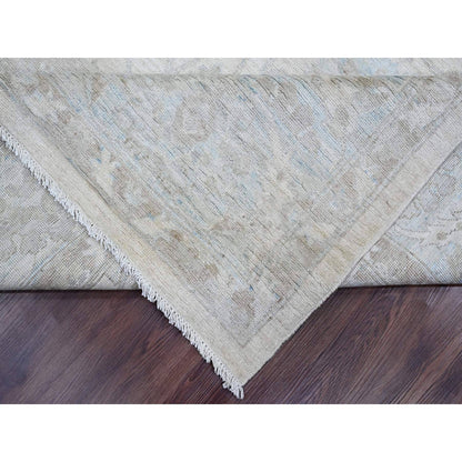 Oushak And Peshawar Wool Hand Knotted Rug Ivory 9.2x11.10 -O020167