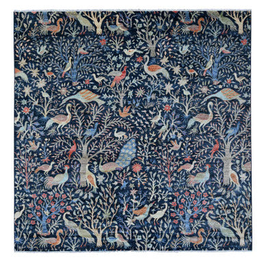 Oushak And Peshawar Wool Hand Knotted Rug Blue 10.0x10.1 -O020168