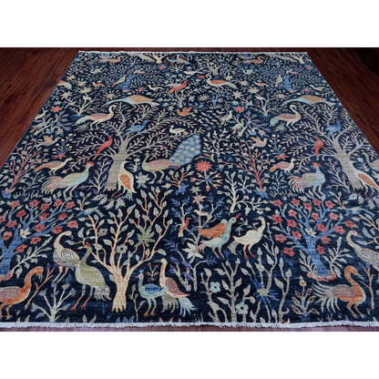 Oushak And Peshawar Wool Hand Knotted Rug Blue 10.0x10.1 -O020168