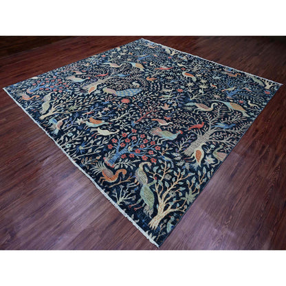 Oushak And Peshawar Wool Hand Knotted Rug Blue 10.0x10.1 -O020168