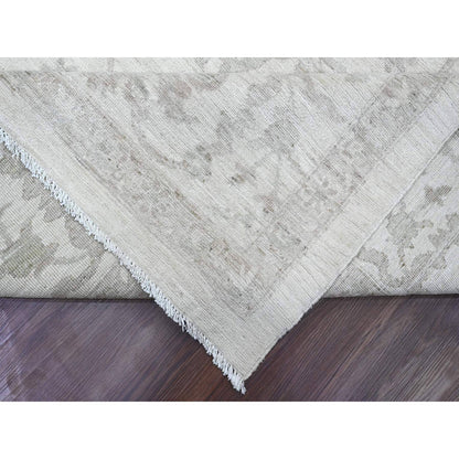 Oushak And Peshawar Wool Hand Knotted Rug Ivory 11.7x14.10 -O020179