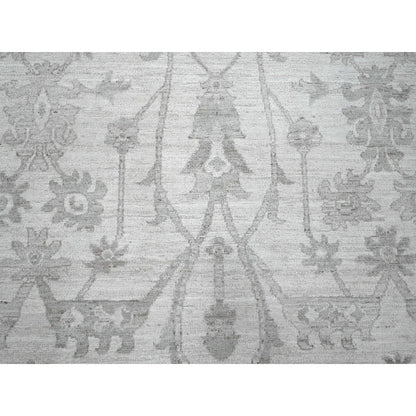 Oushak And Peshawar Wool Hand Knotted Rug Ivory 11.7x14.10 -O020179
