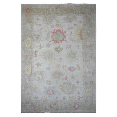 Oushak And Peshawar Wool Hand Knotted Rug Ivory 11.11x17.4 -O020181