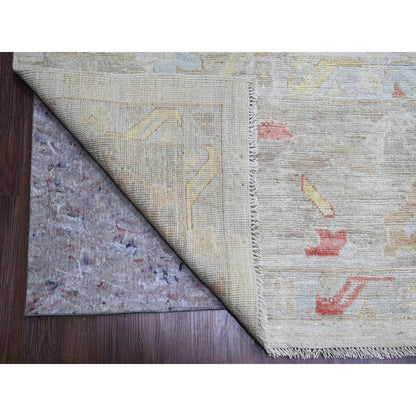 Oushak And Peshawar Wool Hand Knotted Rug Ivory 11.11x17.4 -O020181