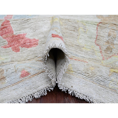 Oushak And Peshawar Wool Hand Knotted Rug Ivory 11.11x17.4 -O020181