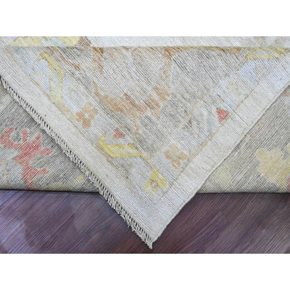 Oushak And Peshawar Wool Hand Knotted Rug Ivory 11.11x17.4 -O020181