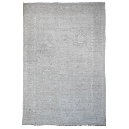 Oushak And Peshawar Wool Hand Knotted Rug Grey 14.0x19.6 -O020183