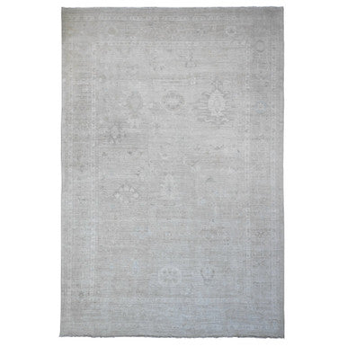 Oushak And Peshawar Wool Hand Knotted Rug Grey 14.0x19.6 -O020183