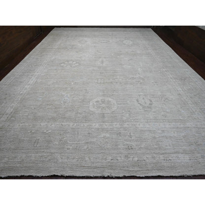 Oushak And Peshawar Wool Hand Knotted Rug Grey 14.0x19.6 -O020183