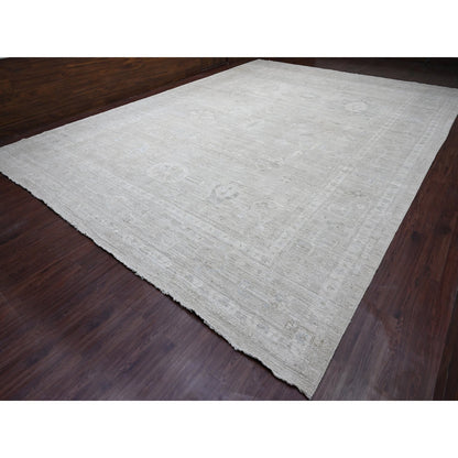 Oushak And Peshawar Wool Hand Knotted Rug Grey 14.0x19.6 -O020183