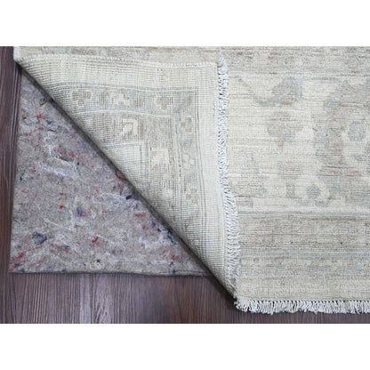 Oushak And Peshawar Wool Hand Knotted Rug Ivory 9.11x13.8 -O020185