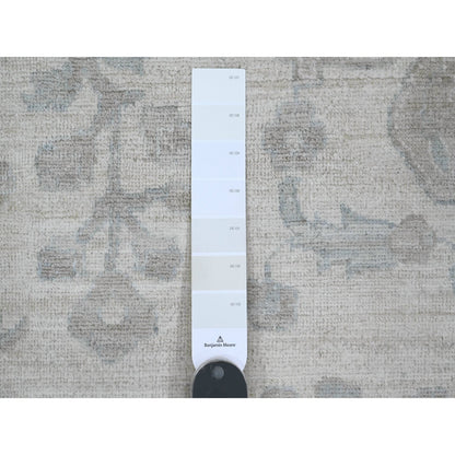 Oushak And Peshawar Wool Hand Knotted Rug Ivory 9.11x13.8 -O020185