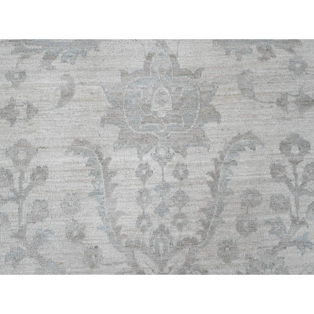 Oushak And Peshawar Wool Hand Knotted Rug Ivory 9.11x13.8 -O020185