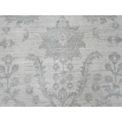 Oushak And Peshawar Wool Hand Knotted Rug Ivory 9.11x13.8 -O020185