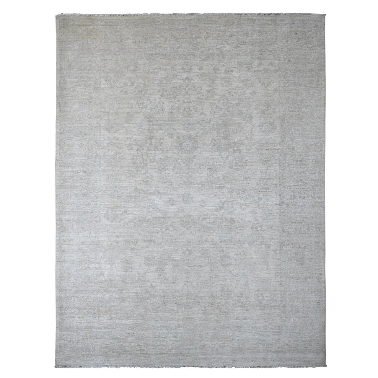 Oushak And Peshawar Wool Hand Knotted Rug Ivory 8.9x11.5 -O020186