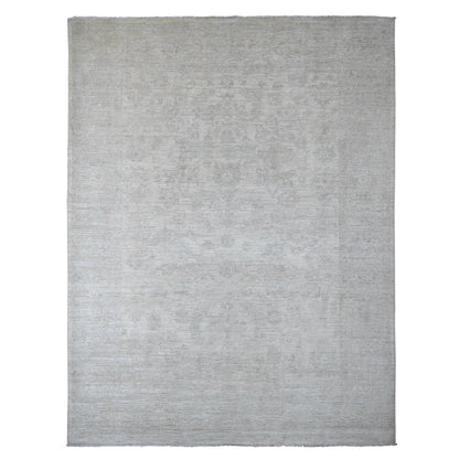 Oushak And Peshawar Wool Hand Knotted Rug Ivory 8.9x11.5 -O020186