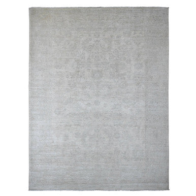 Oushak And Peshawar Wool Hand Knotted Rug Ivory 8.9x11.5 -O020186