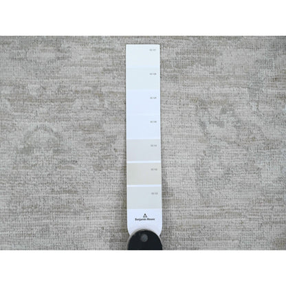 Oushak And Peshawar Wool Hand Knotted Rug Ivory 8.9x11.5 -O020186