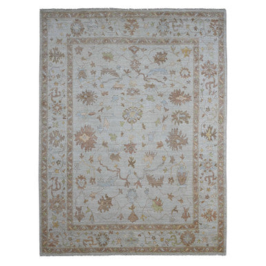 Oushak And Peshawar Wool Hand Knotted Rug Ivory 9.2x11.11 -O020193