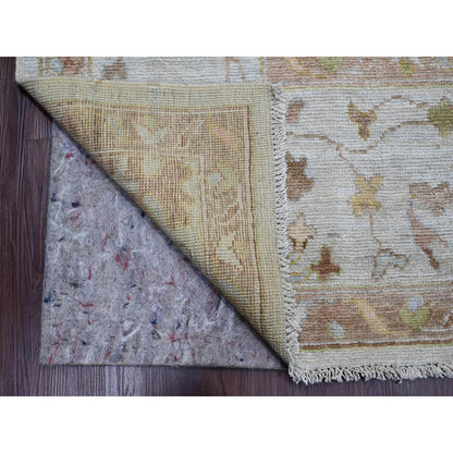 Oushak And Peshawar Wool Hand Knotted Rug Ivory 9.2x11.11 -O020193