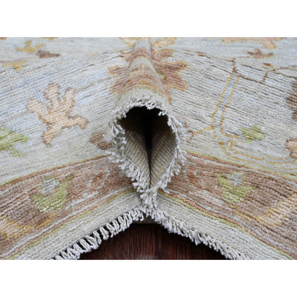 Oushak And Peshawar Wool Hand Knotted Rug Ivory 9.2x11.11 -O020193
