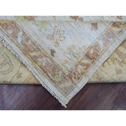 Oushak And Peshawar Wool Hand Knotted Rug Ivory 9.2x11.11 -O020193