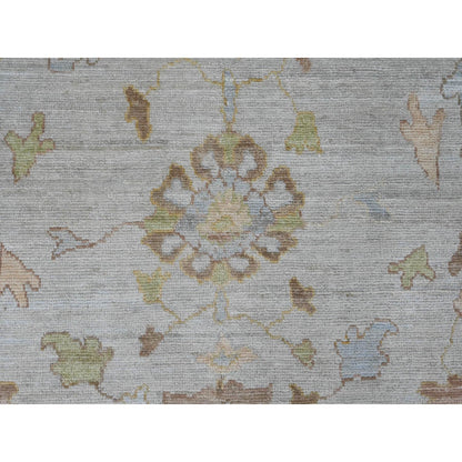 Oushak And Peshawar Wool Hand Knotted Rug Ivory 9.2x11.11 -O020193