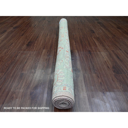Oushak And Peshawar Wool Hand Knotted Rug Pink 6.0x9.1 -O020195