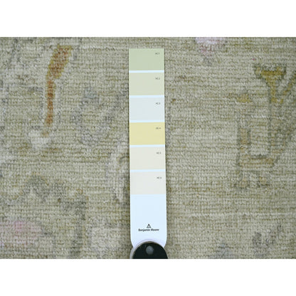 Oushak And Peshawar Wool Hand Knotted Rug Green 5.11x6.2 -O020198