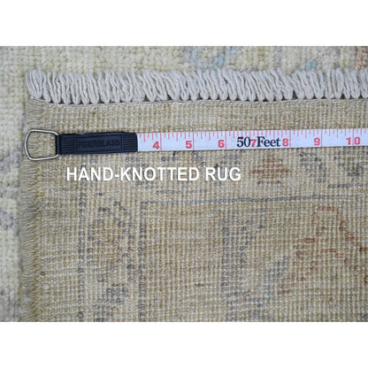Oushak And Peshawar Wool Hand Knotted Rug Green 5.11x6.2 -O020198