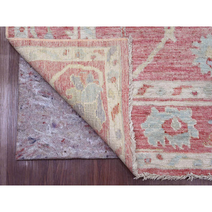 Oushak And Peshawar Wool Hand Knotted Rug Pink 5.9x8.9 -O020199