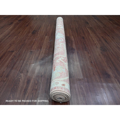 Oushak And Peshawar Wool Hand Knotted Rug Pink 5.9x8.9 -O020199