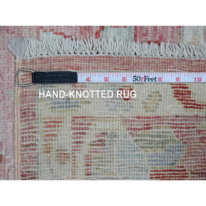 Oushak And Peshawar Wool Hand Knotted Rug Pink 5.9x8.9 -O020199