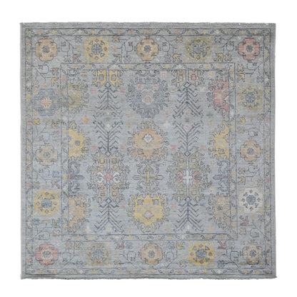 Oushak And Peshawar Wool Hand Knotted Rug Grey 6.0x6.1 -O020202