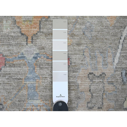 Oushak And Peshawar Wool Hand Knotted Rug Grey 3.10x12.1 -O020211