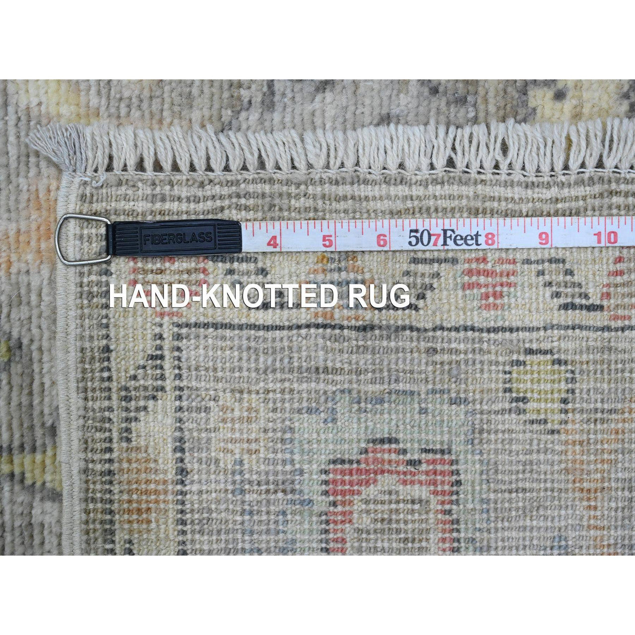 Gray 3'10" x 12'1" Oushak And Peshawar Hand knotted Wool Rug - Sku: O020211