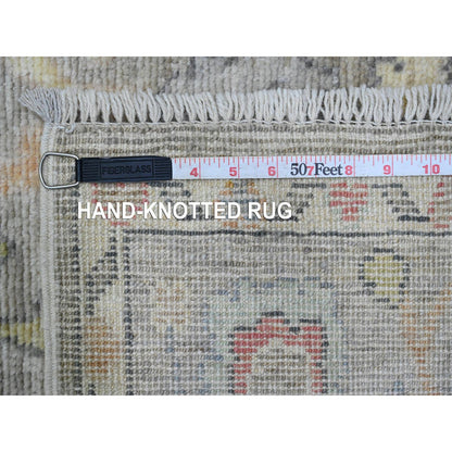 Oushak And Peshawar Wool Hand Knotted Rug Grey 3.10x12.1 -O020211