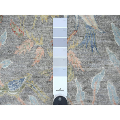 Oushak And Peshawar Wool Hand Knotted Rug Grey 2.6x15.7 -O020226