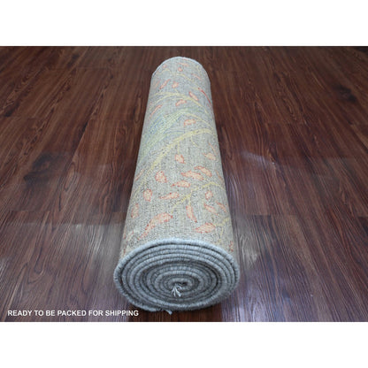 Oushak And Peshawar Wool Hand Knotted Rug Grey 2.6x15.7 -O020226