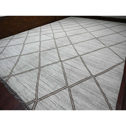 Tribal & Geometric Wool Hand Knotted Rug Ivory 15.9x23.5 -O020232